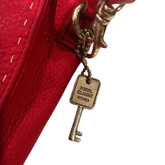 Vintage Fossil Red Leather Clutch Shoulder Bag - Picture 5 of 10